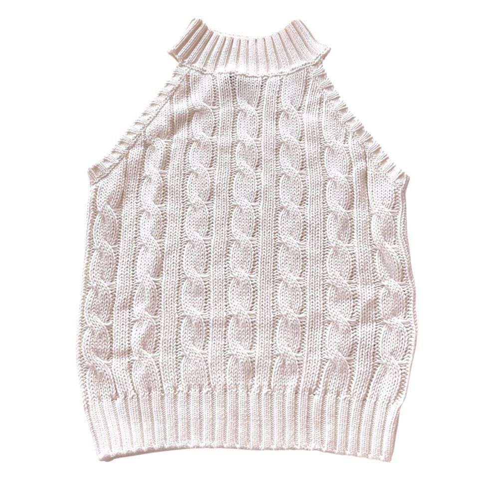 Primark White Sleeveless Cable Knit Top